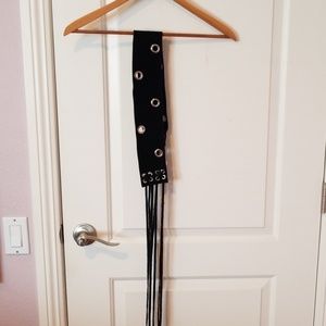 Suede material belt with silver hardware